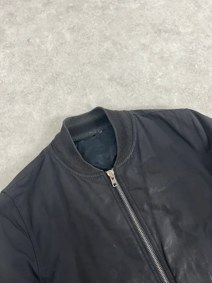 Rick Owens Black Waxed Bomber Jacket CtkwWHZ 3