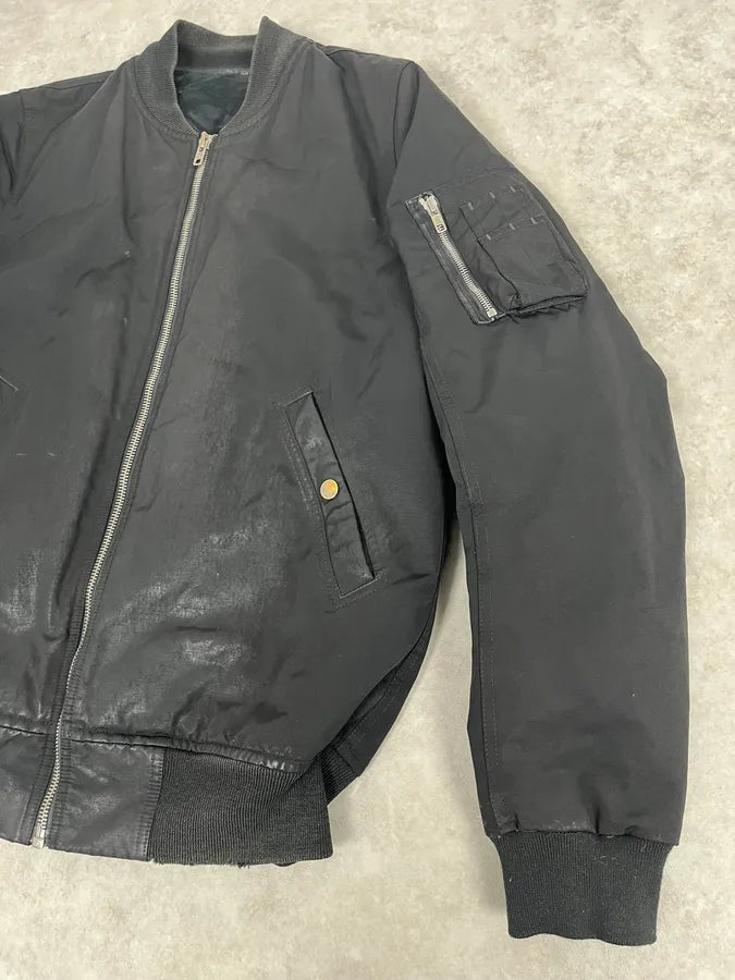 Rick Owens Black Waxed Bomber Jacket CtkwWHZ 6