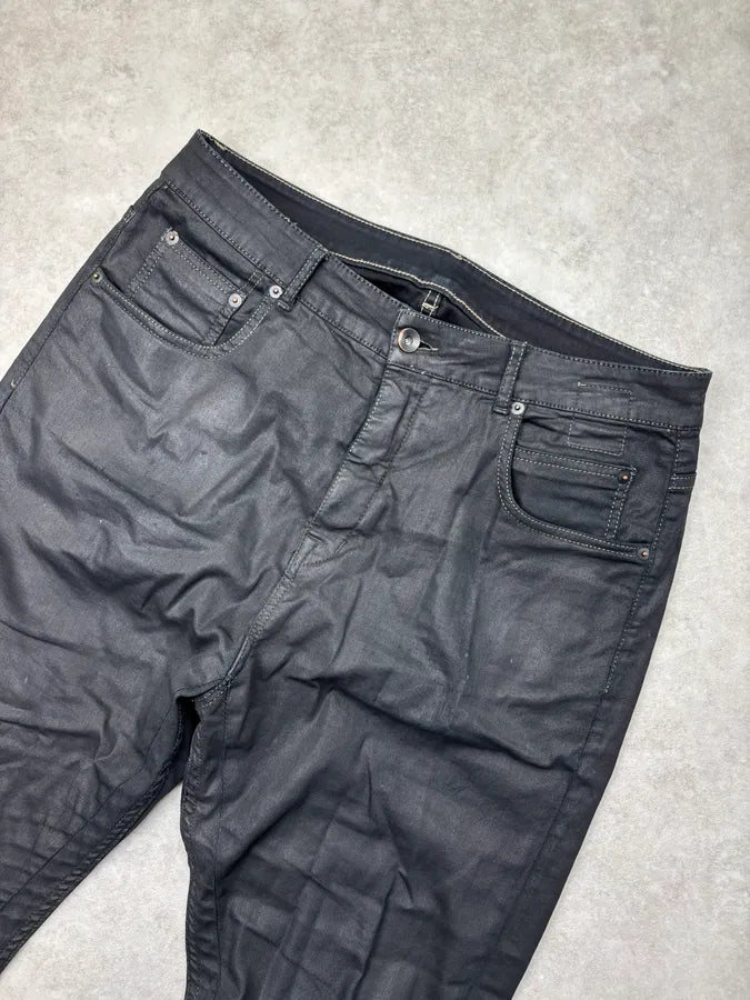 SS2019 Rick Owens Black Waxed Leather Pants cKIwmVd 4