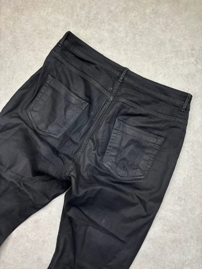 SS2019 Rick Owens Black Waxed Leather Pants cKIwmVd 6