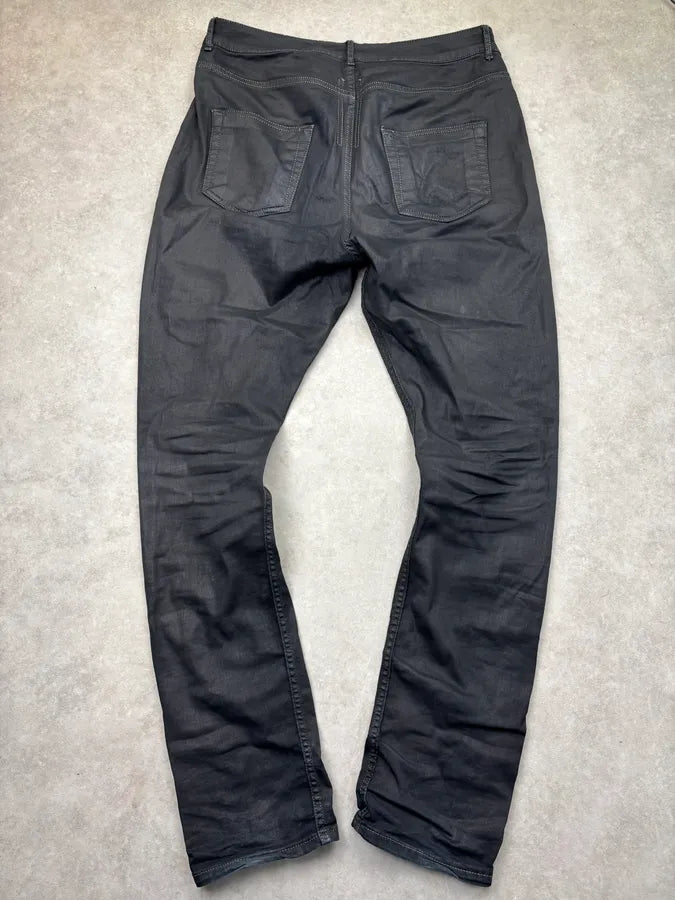 SS2019 Rick Owens Black Waxed Leather Pants cKIwmVd 5