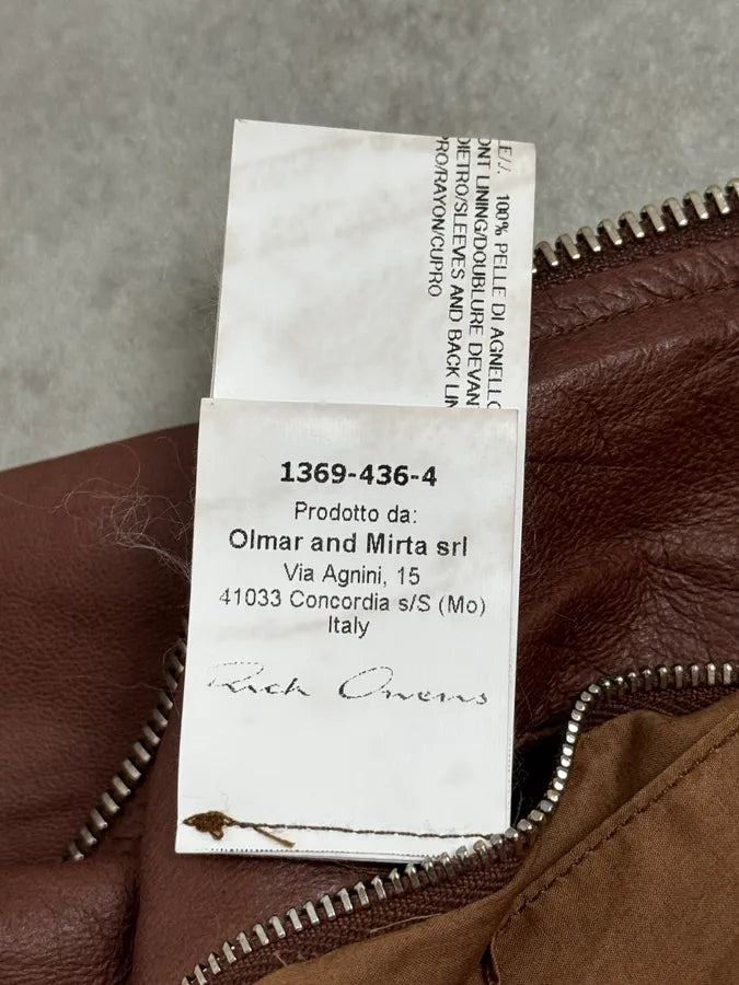 SS2014 Rick Owens Brown Avant-Garde Hooded Leather Jacket ILpSiaR 11