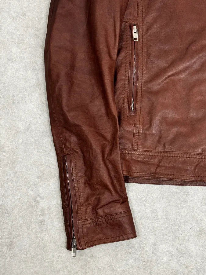 SS2014 Rick Owens Brown Avant-Garde Hooded Leather Jacket ILpSiaR 7