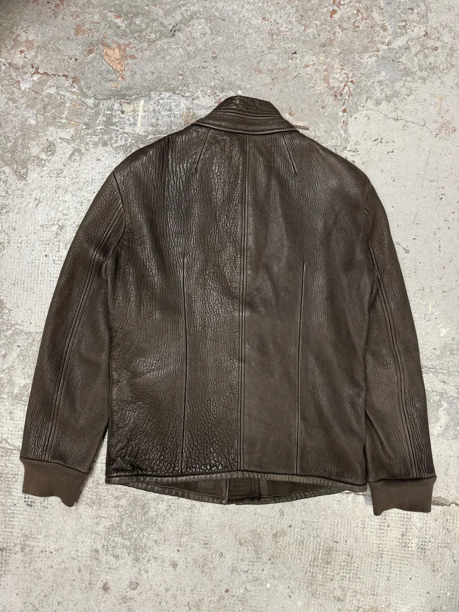 Rick Owens Brown Leather Avant-Garde Jacket EvZRkML 1