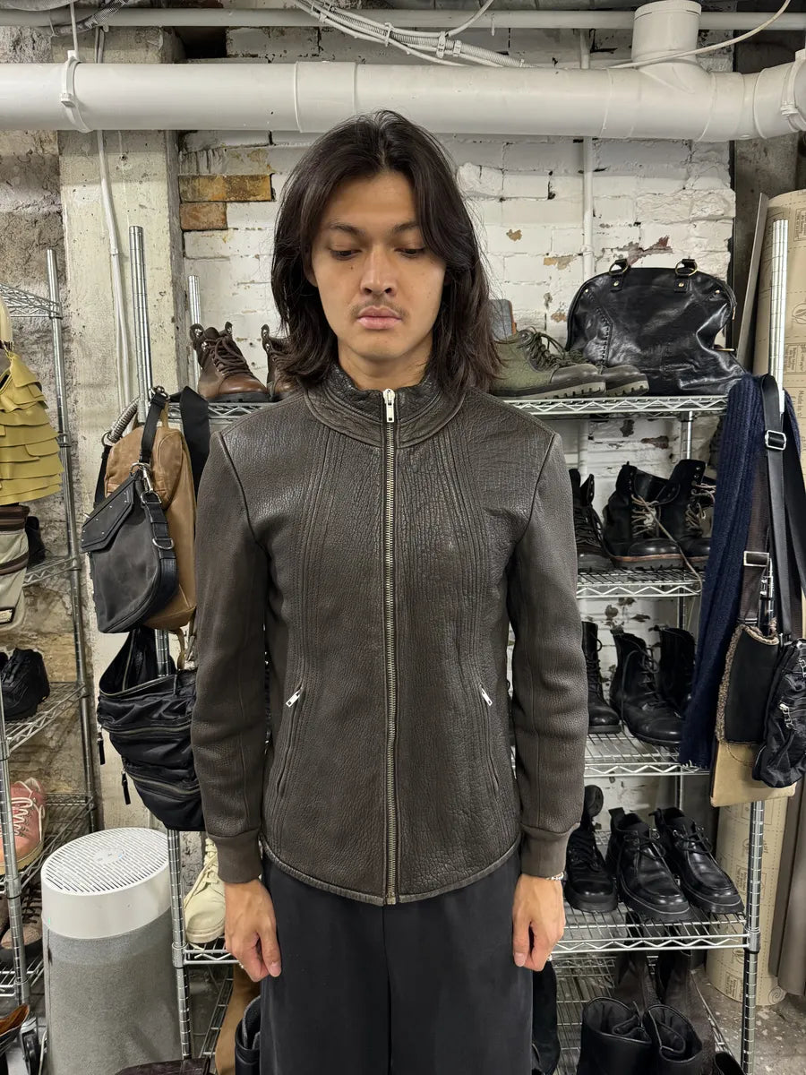 Rick Owens Brown Leather Avant-Garde Jacket EvZRkML 3