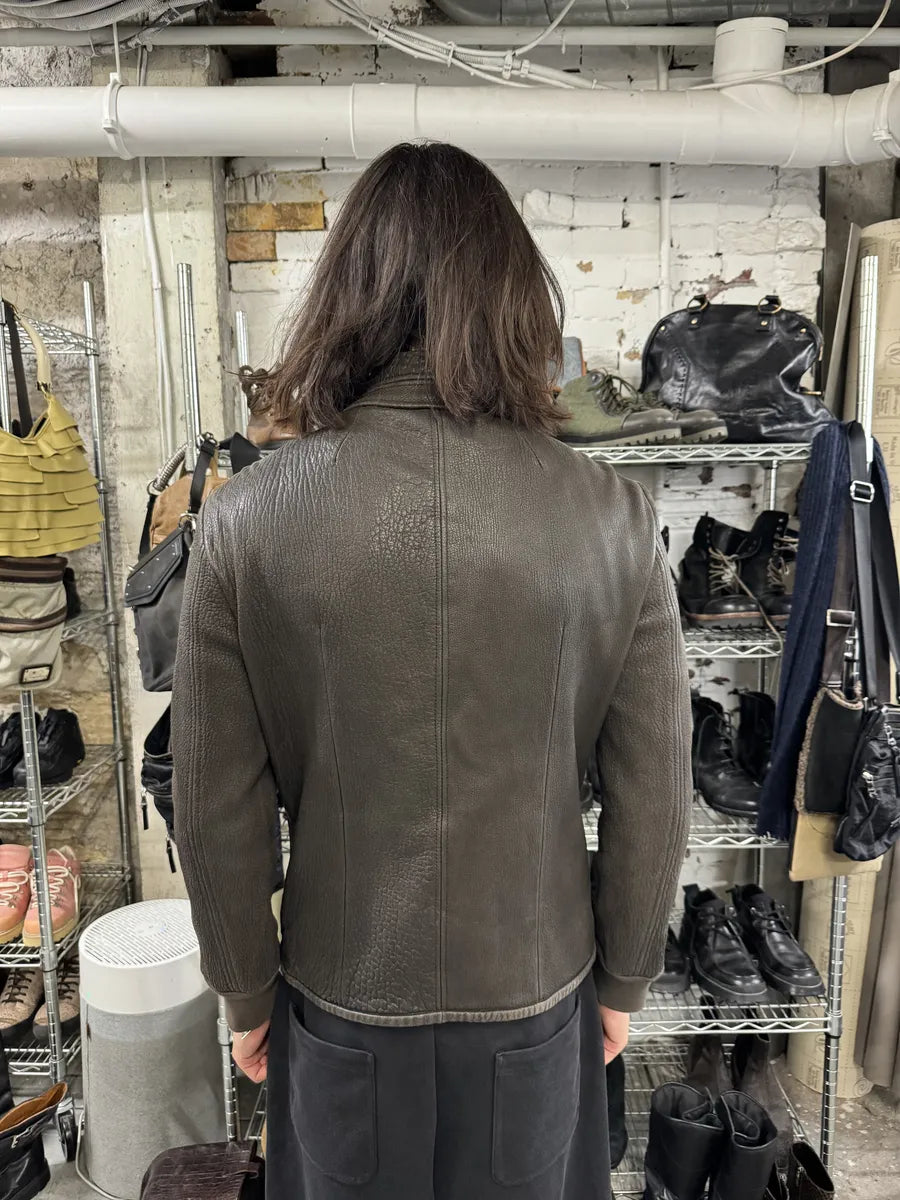 Rick Owens Brown Leather Avant-Garde Jacket EvZRkML 4