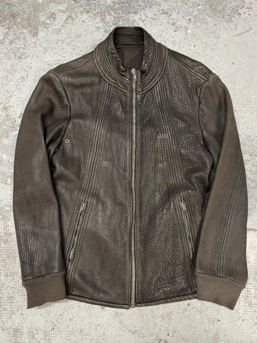 Rick Owens Brown Leather Avant-Garde Jacket EvZRkML 5