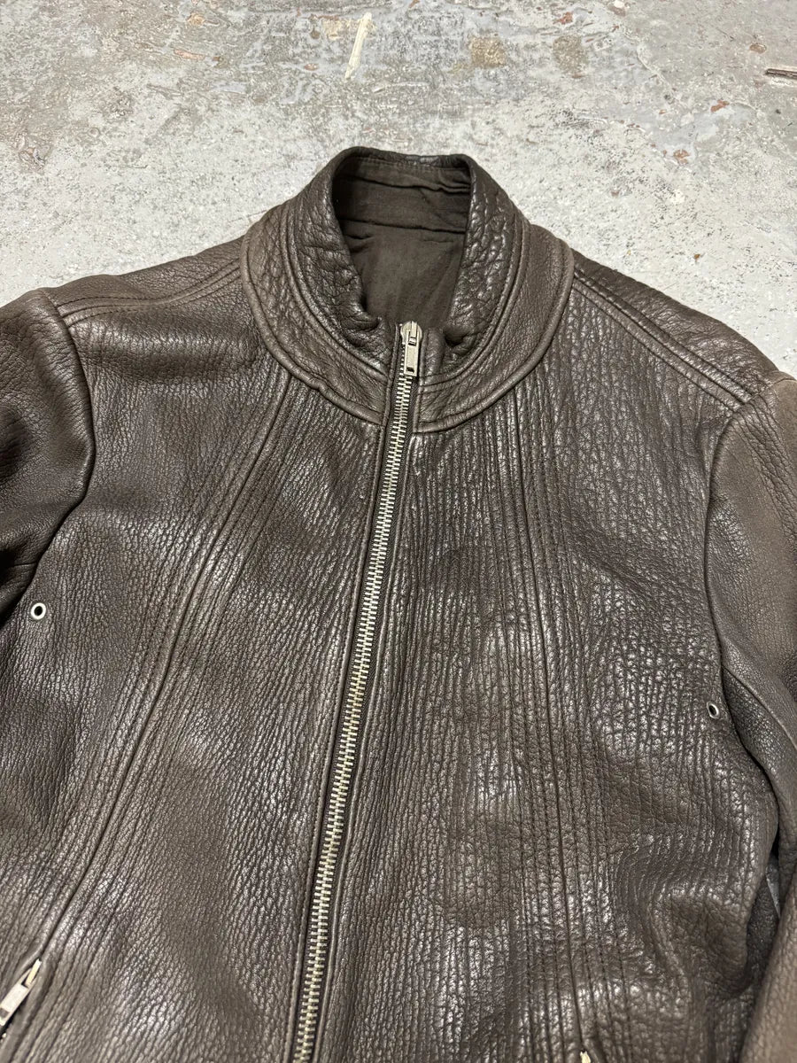 Rick Owens Brown Leather Avant-Garde Jacket EvZRkML 8
