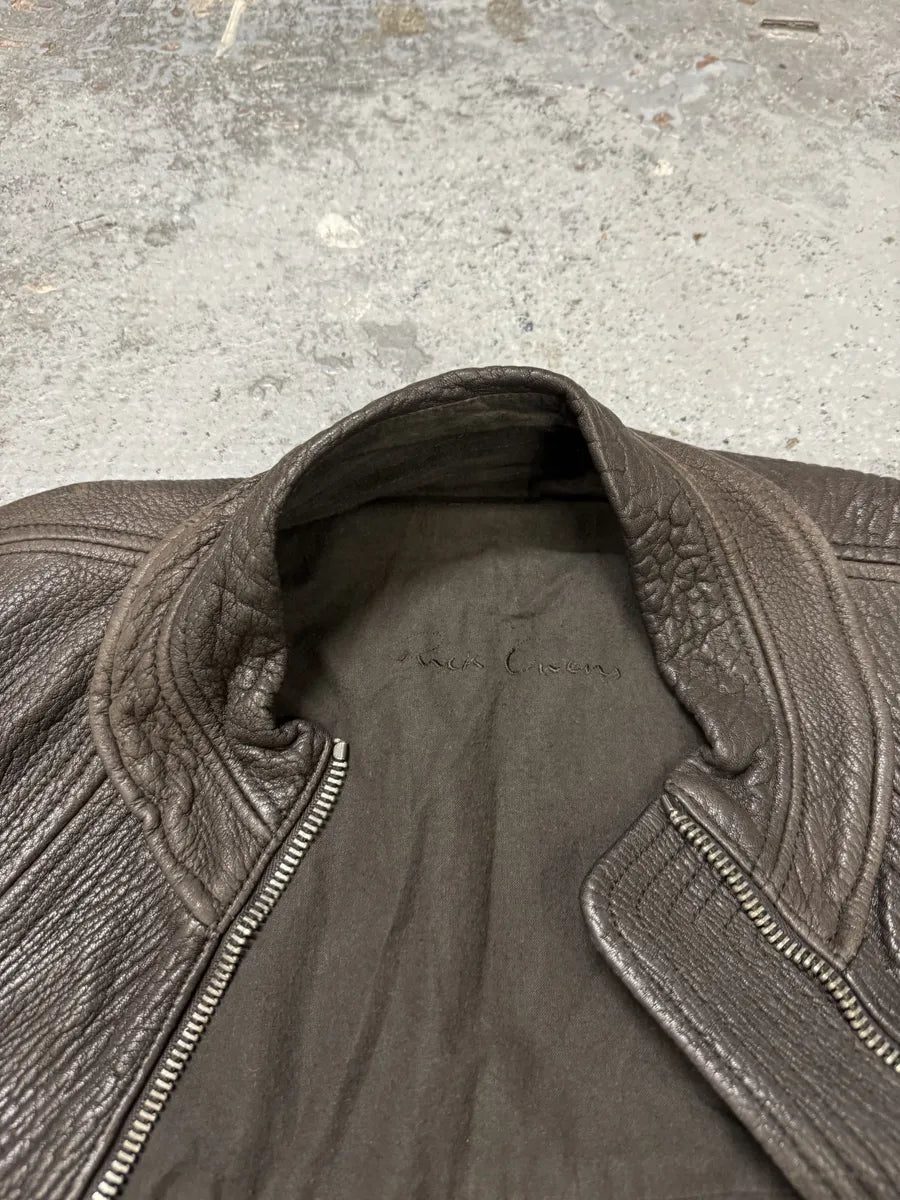 Rick Owens Brown Leather Avant-Garde Jacket EvZRkML 9