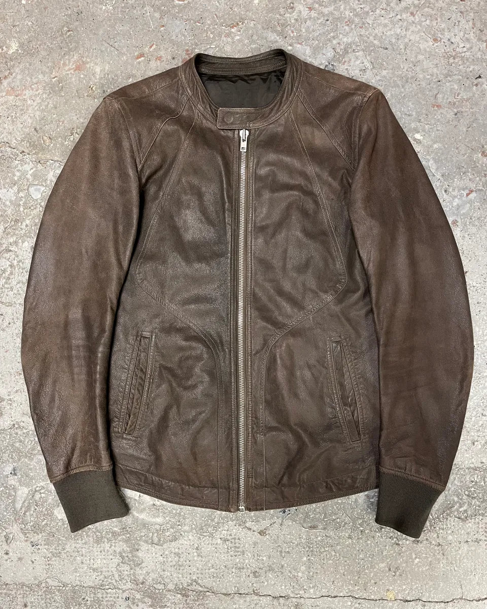 Rick Owens Brown Optimum Raw Leather Jacket sXYPgBL 0