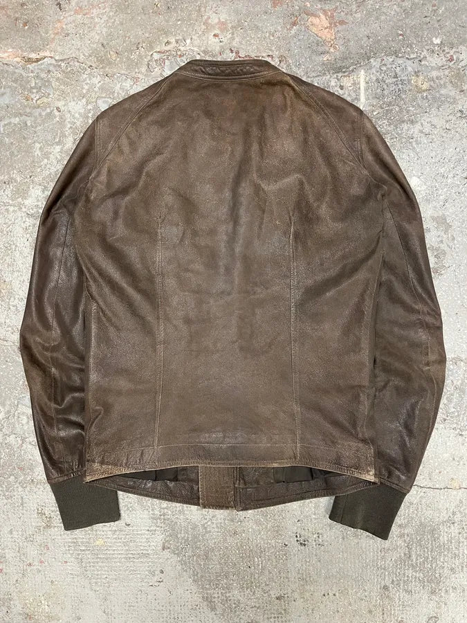 Rick Owens Brown Optimum Raw Leather Jacket sXYPgBL 1