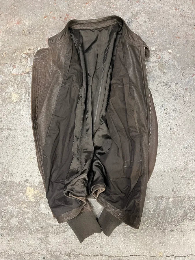 Rick Owens Brown Optimum Raw Leather Jacket sXYPgBL 6