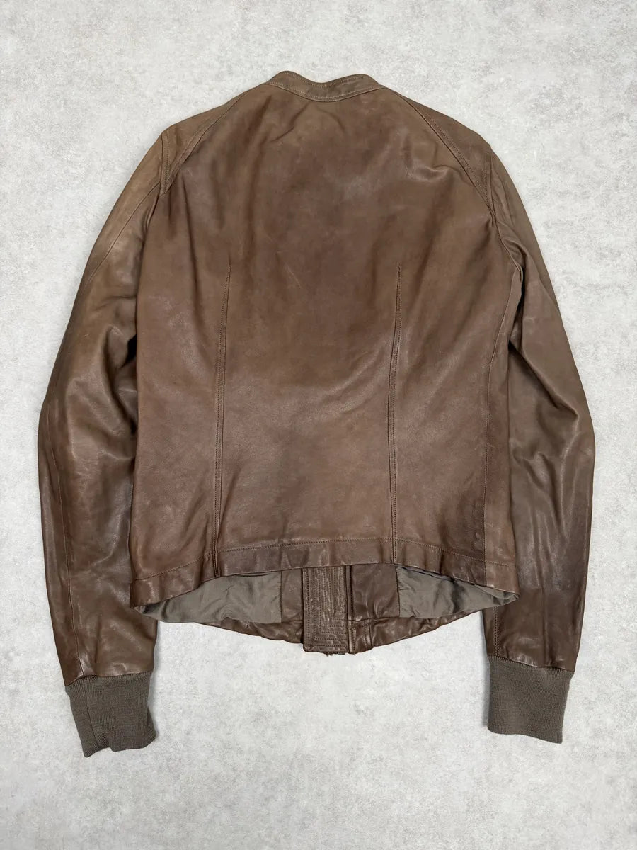 Rick Owens Camel Brown Avant-Garde Lamb Leather Jacket AfbNIjM 1