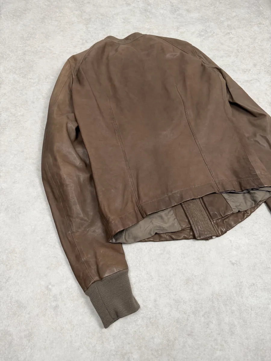 Rick Owens Camel Brown Avant-Garde Lamb Leather Jacket AfbNIjM 4