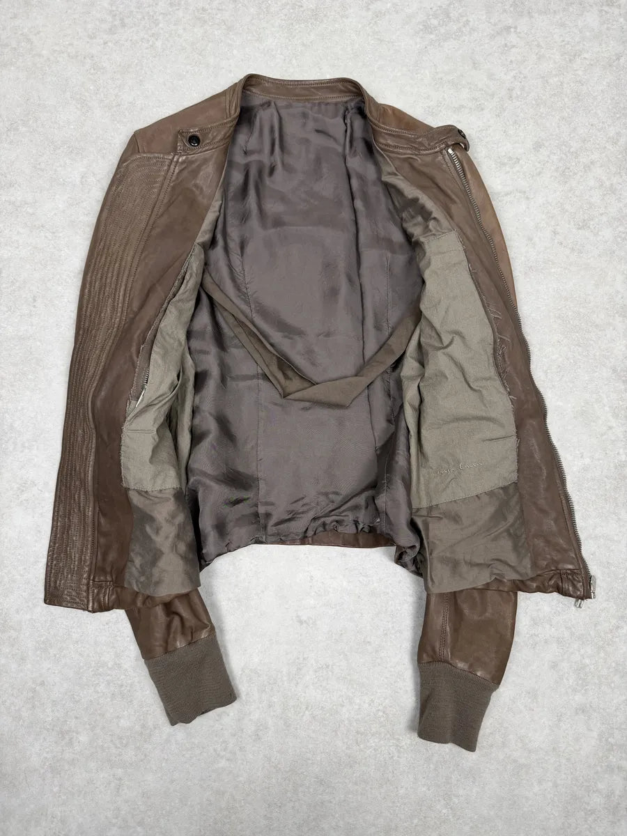 Rick Owens Camel Brown Avant-Garde Lamb Leather Jacket AfbNIjM 6
