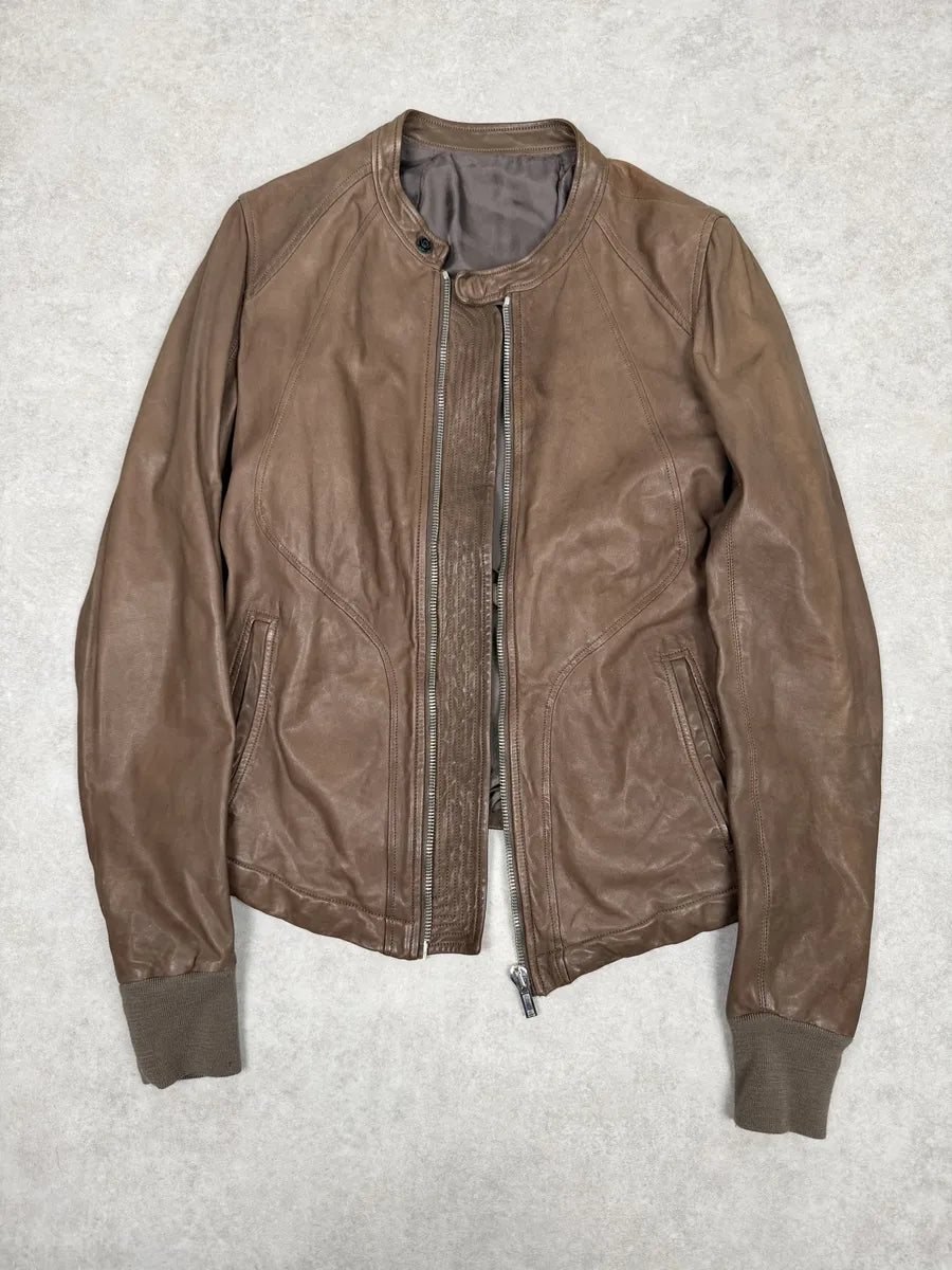 Rick Owens Camel Brown Avant-Garde Lamb Leather Jacket AfbNIjM 7