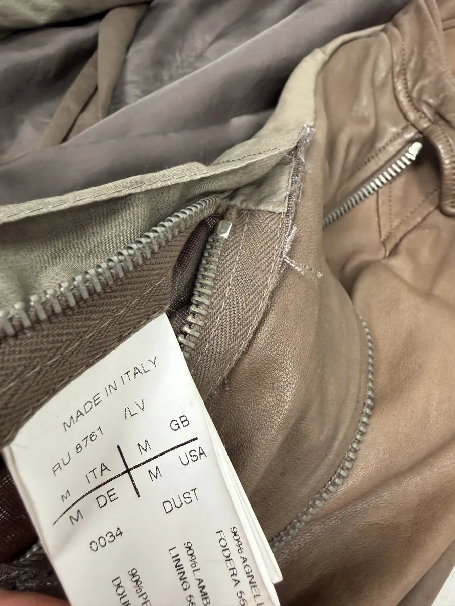 Rick Owens Camel Brown Avant-Garde Lamb Leather Jacket AfbNIjM 9