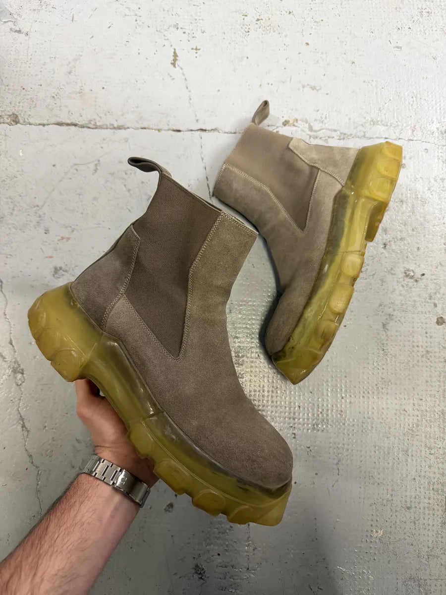 Rick Owens Chelsea Bozo Tractor Grey Suede Leather Boots JHhvAre 0
