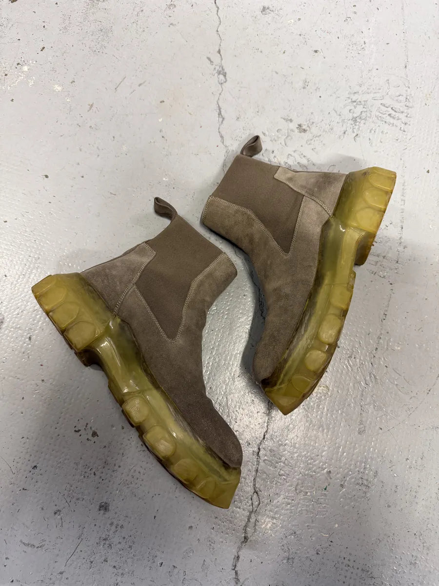 Rick Owens Chelsea Bozo Tractor Grey Suede Leather Boots JHhvAre 2