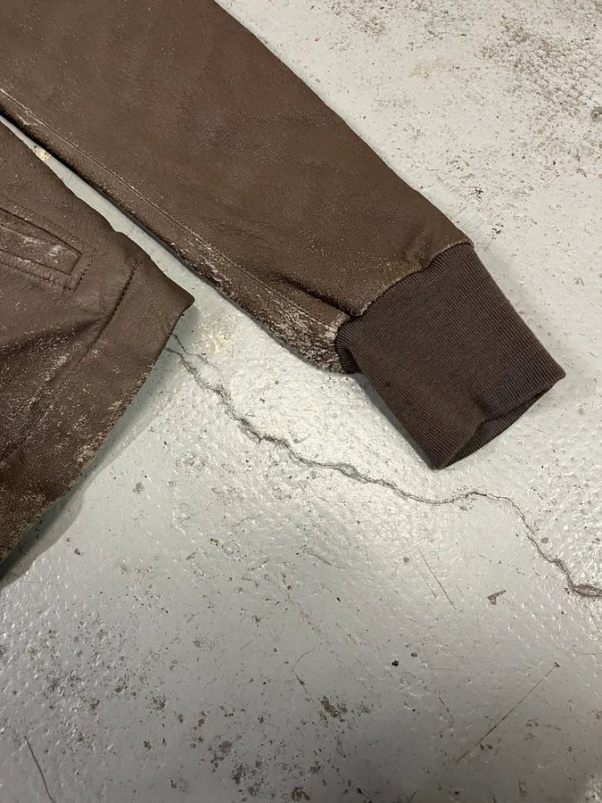 Rick Owens Distressed Taupe Leather Biker Jacket EpFsSXb 5