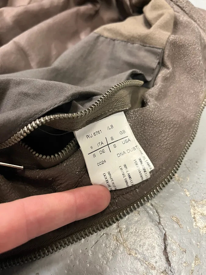 Rick Owens Distressed Taupe Leather Biker Jacket EpFsSXb 8