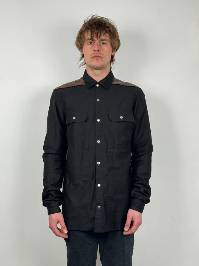 AW2019 Rick Owens Black  Leather Back Panel Over Shirt Jacket MXhbhFo 1