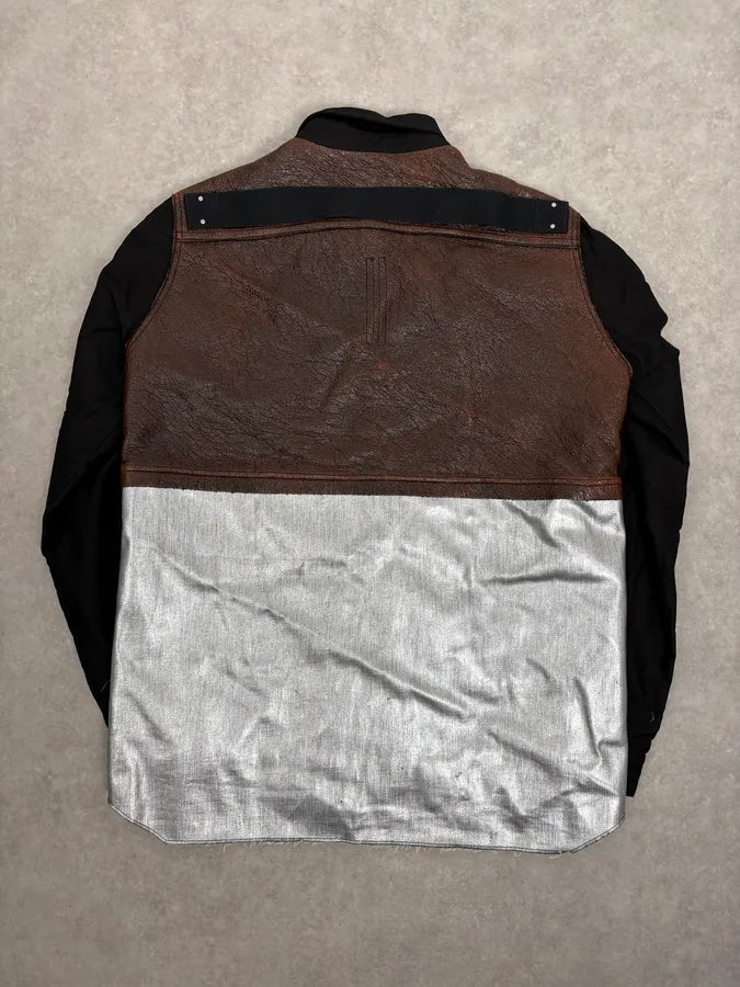 AW2019 Rick Owens Black  Leather Back Panel Over Shirt Jacket MXhbhFo 4