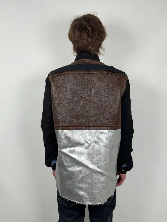 AW2019 Rick Owens Black  Leather Back Panel Over Shirt Jacket MXhbhFo 2