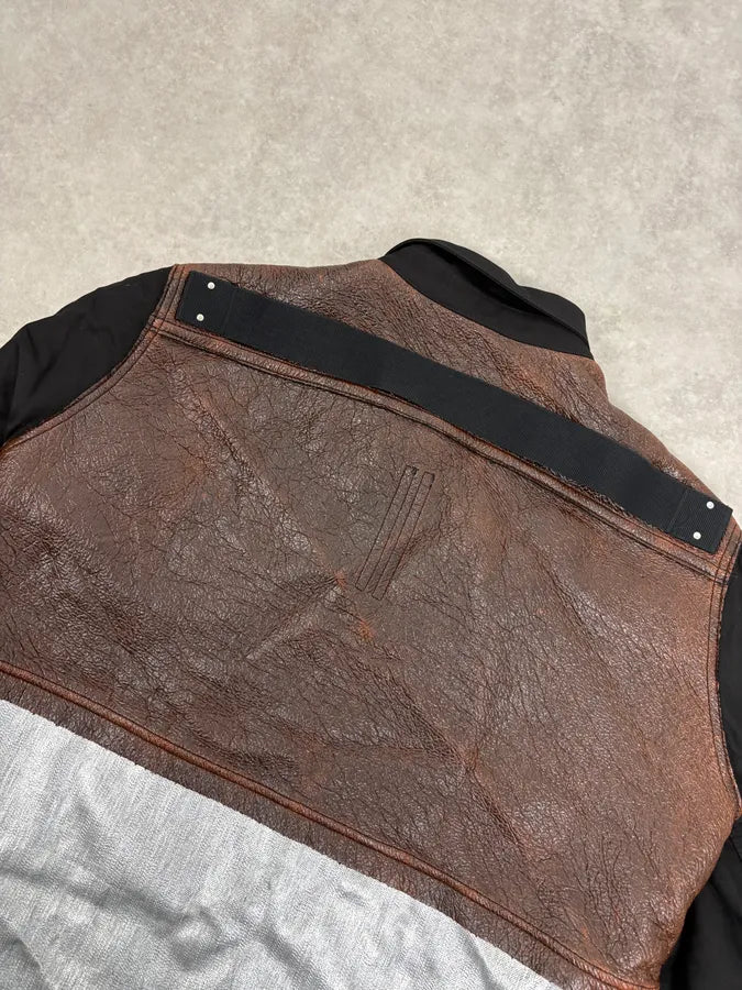 AW2019 Rick Owens Black  Leather Back Panel Over Shirt Jacket MXhbhFo 5