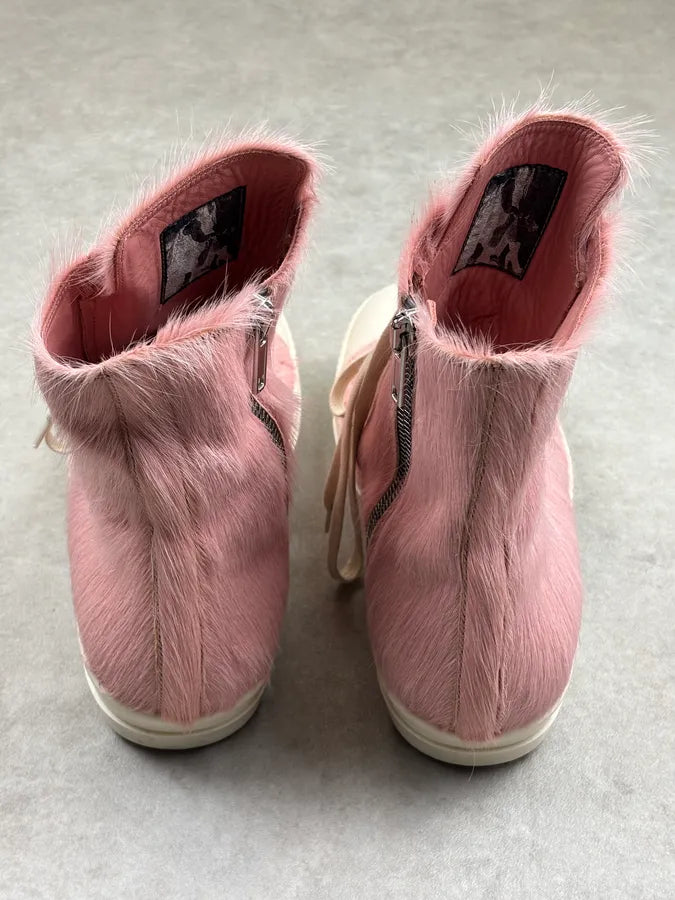 Rick Owens DRKSHDW Pink Pony Hair Ramones High Sneakers jJhvXvx 13