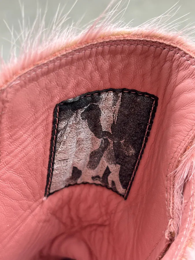 Rick Owens DRKSHDW Pink Pony Hair Ramones High Sneakers jJhvXvx 12