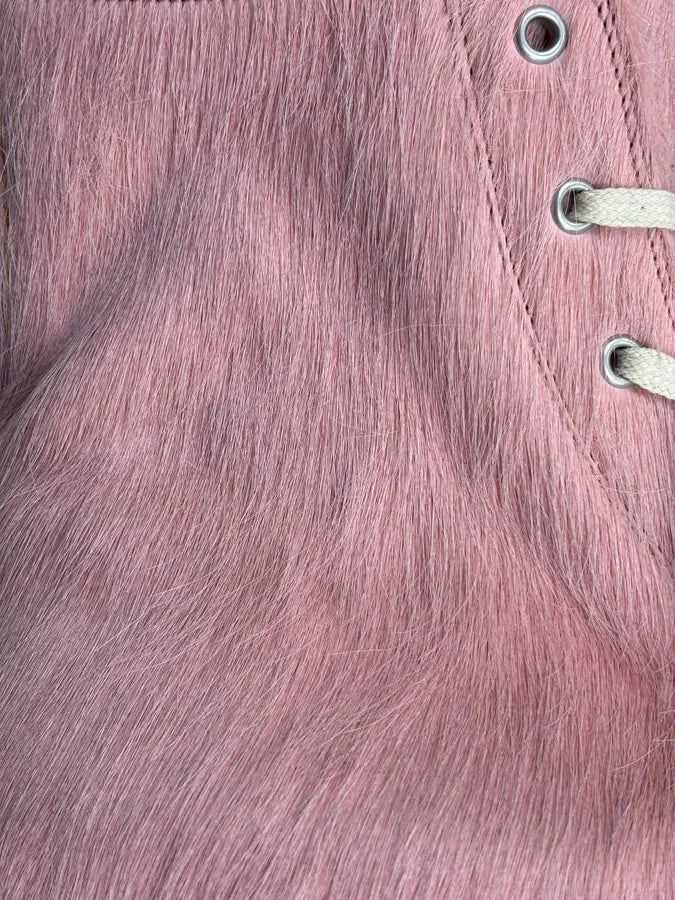 Rick Owens DRKSHDW Pink Pony Hair Ramones High Sneakers jJhvXvx 10