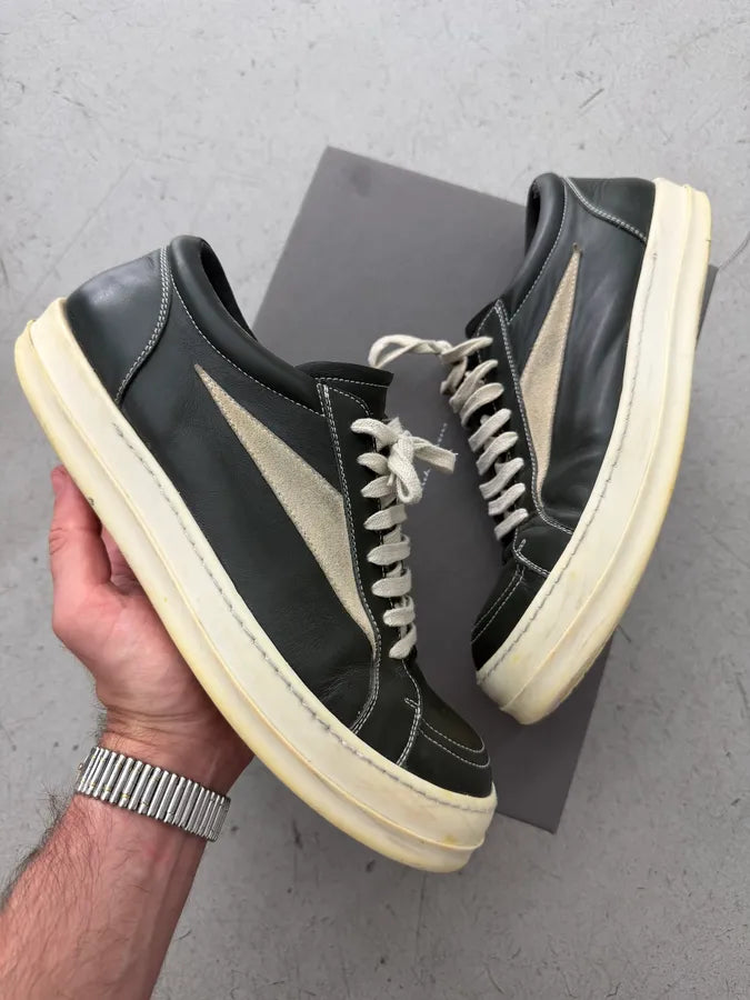 Rick Owens Forest Green Leather Sneakers dPDbFRM 0