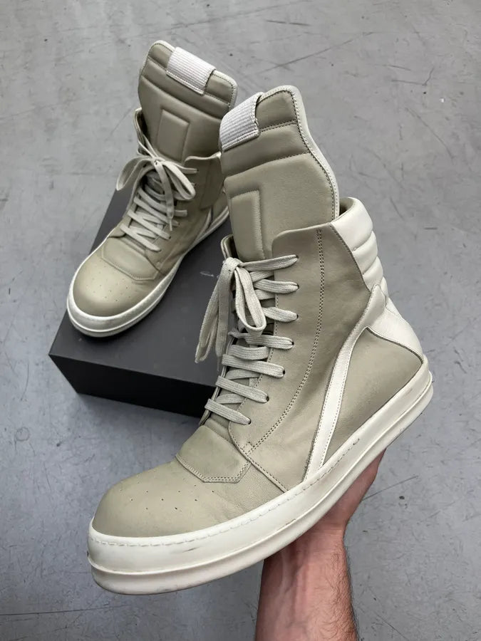 Rick Owens Geobasket Sand Milk Leather High Sneakers lPfDZjy 0