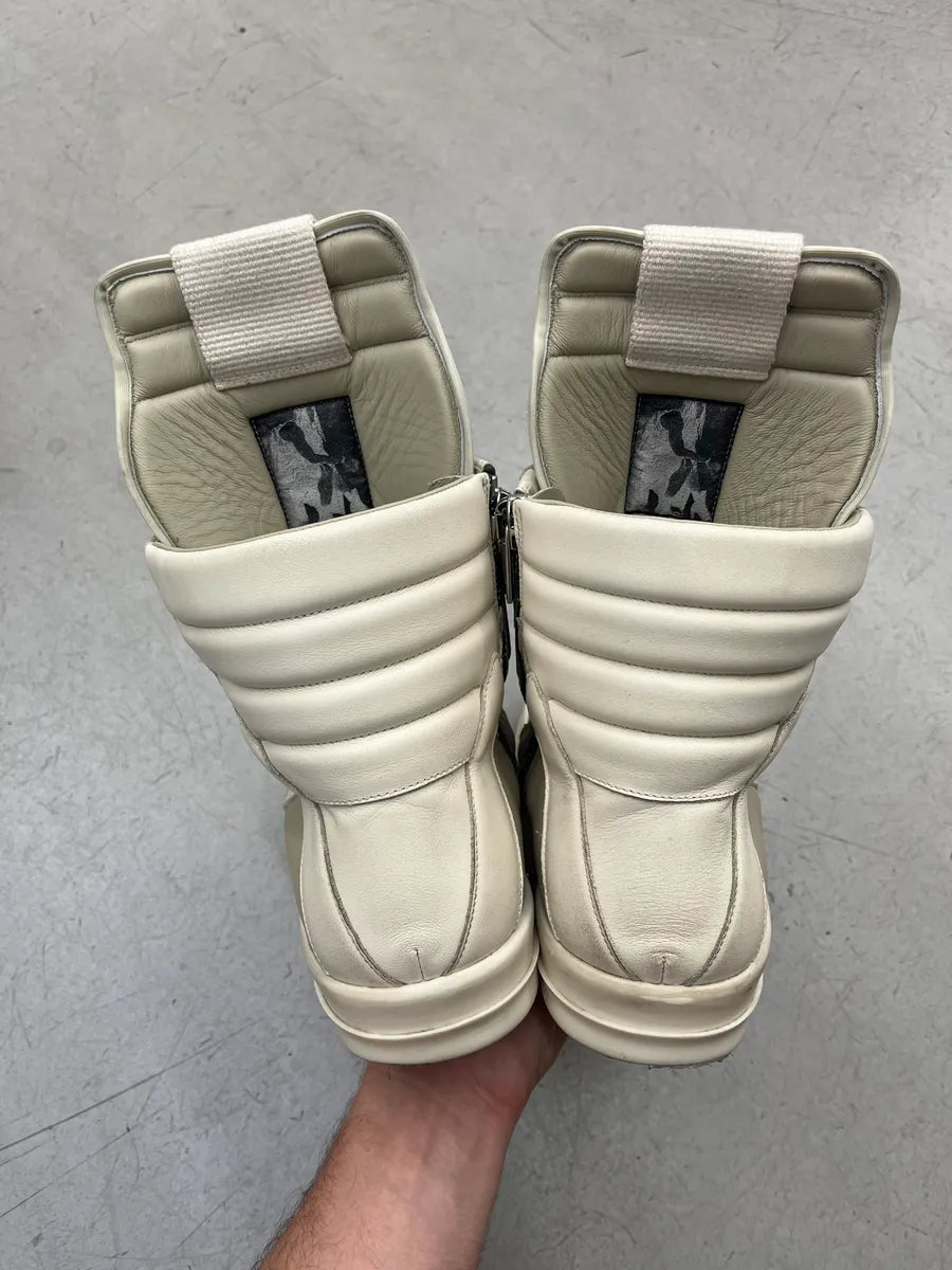 Rick Owens Geobasket Sand Milk Leather High Sneakers lPfDZjy 4
