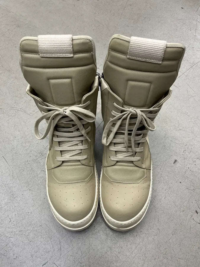 Rick Owens Geobasket Sand Milk Leather High Sneakers lPfDZjy 5