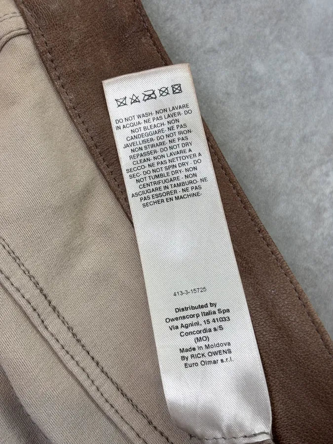 Rick Owens Slim Dirt Brown Goat Leather Pants  JGEroDj 11