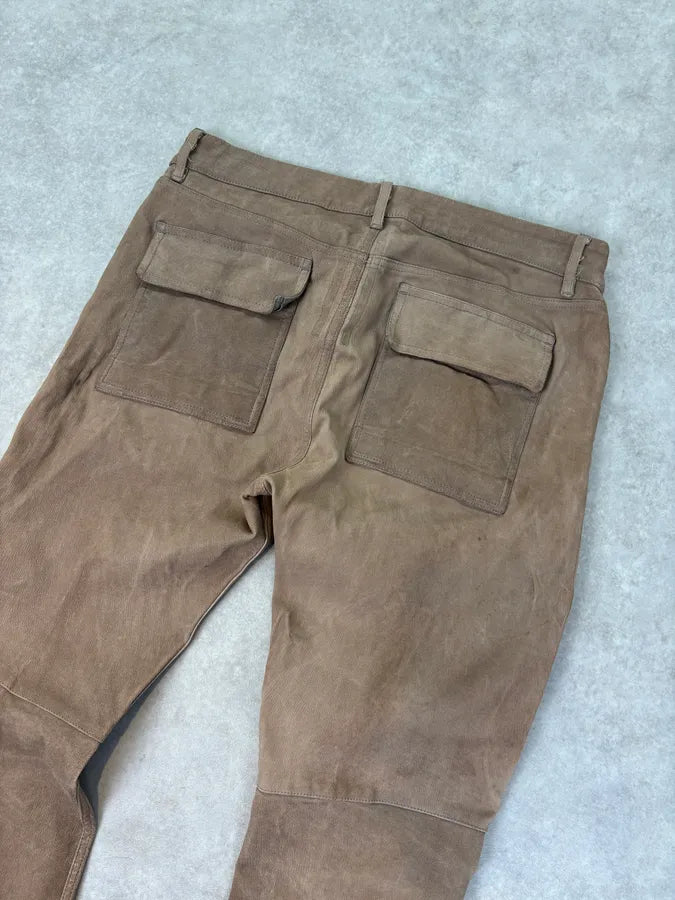 Rick Owens Slim Dirt Brown Goat Leather Pants  JGEroDj 6