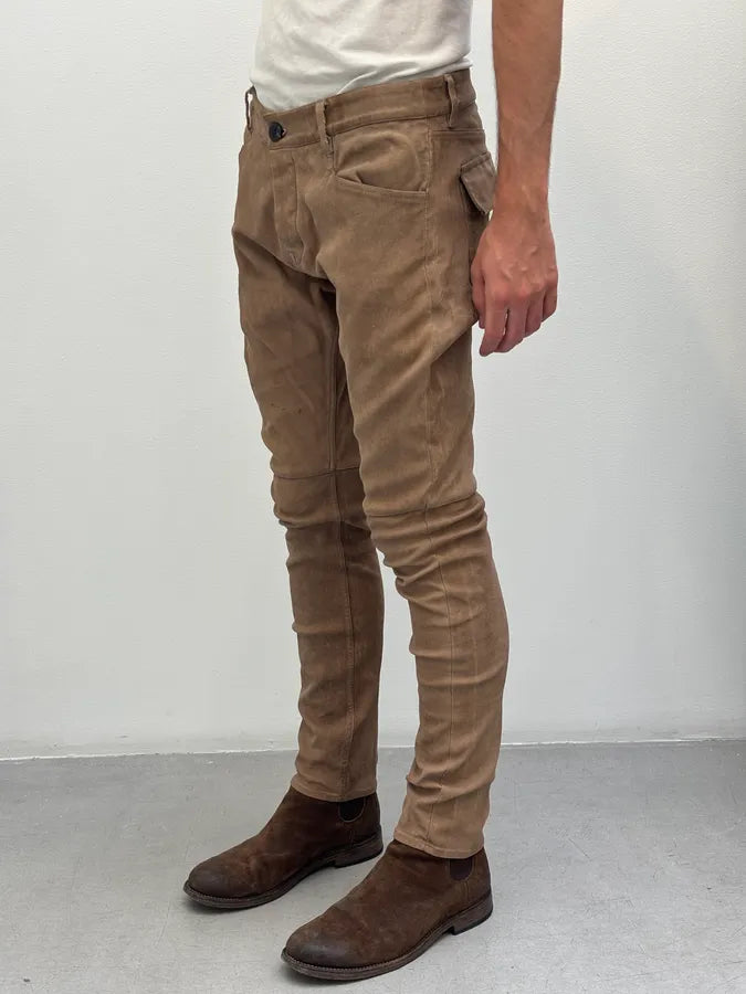Rick Owens Slim Dirt Brown Goat Leather Pants  JGEroDj 2