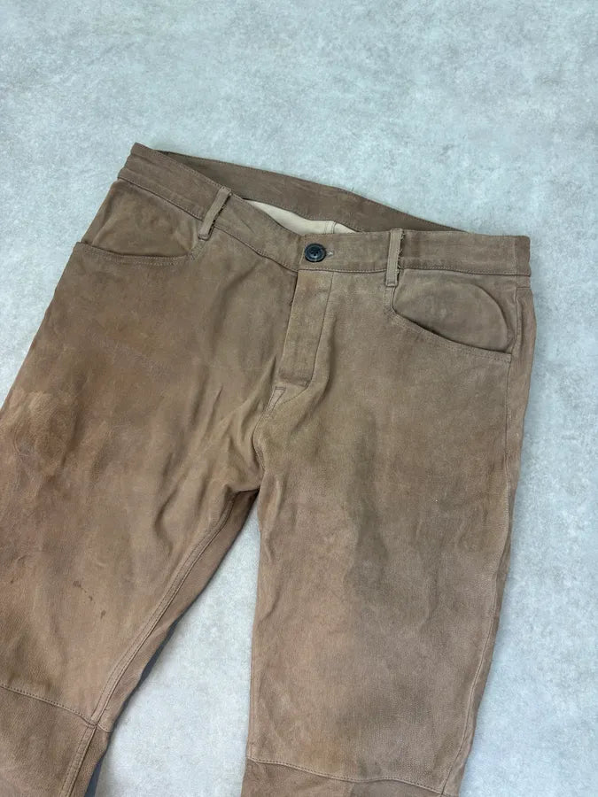 Rick Owens Slim Dirt Brown Goat Leather Pants  JGEroDj 4