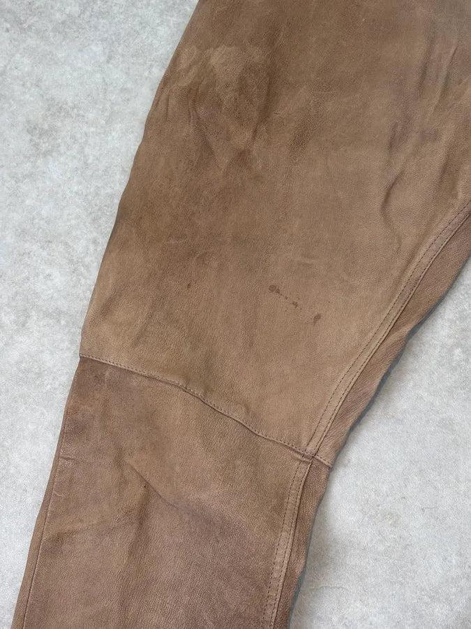 Rick Owens Slim Dirt Brown Goat Leather Pants  JGEroDj 9
