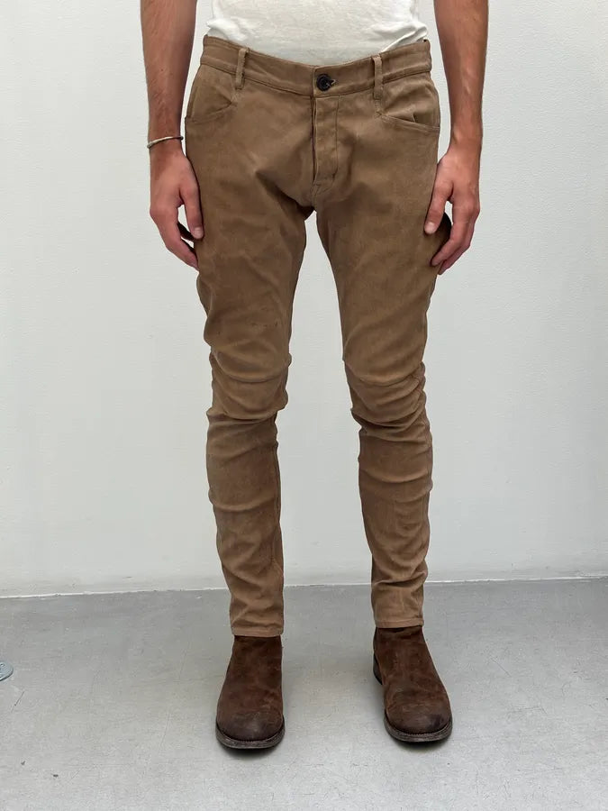 Rick Owens Slim Dirt Brown Goat Leather Pants  JGEroDj 1