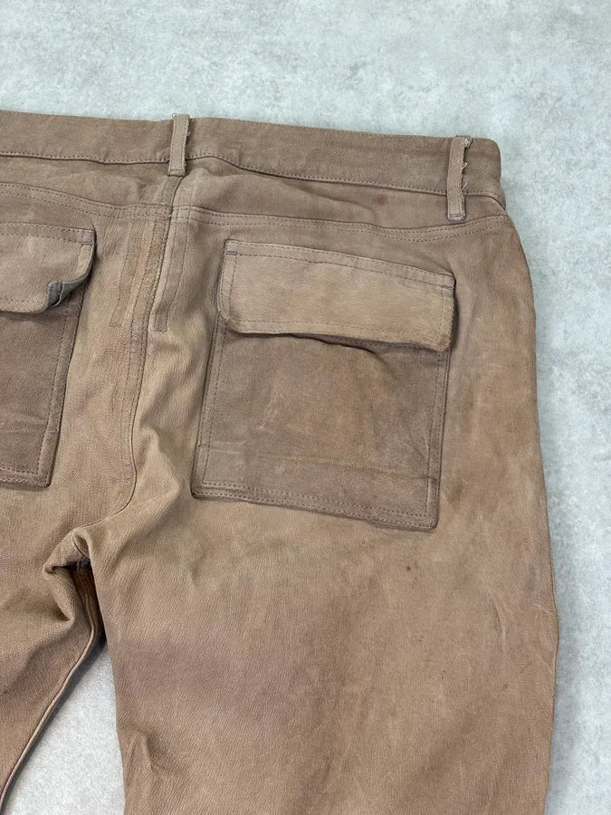 Rick Owens Slim Dirt Brown Goat Leather Pants  JGEroDj 8