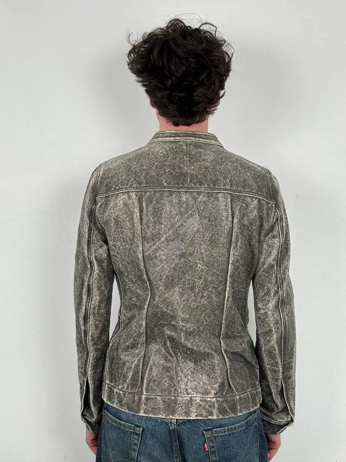 SS2018 Rick Owens Grey Dirt Eroded Grey Denim Jacket fDuilTZ 2