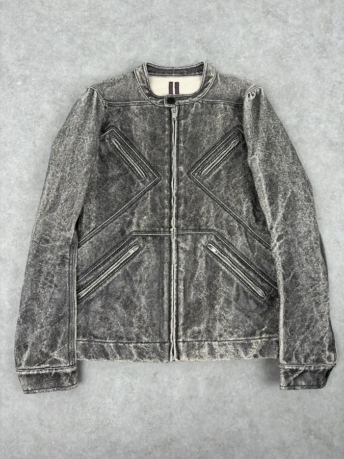SS2018 Rick Owens Grey Dirt Eroded Grey Denim Jacket fDuilTZ 0