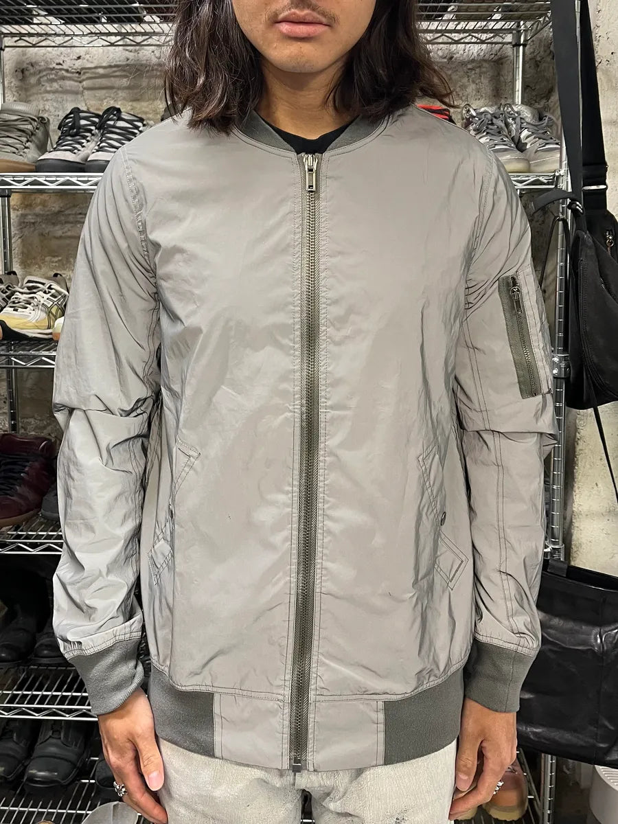 Rick Owens Grey Reflective Nylon Bomber Jacket XnKBQbO 4