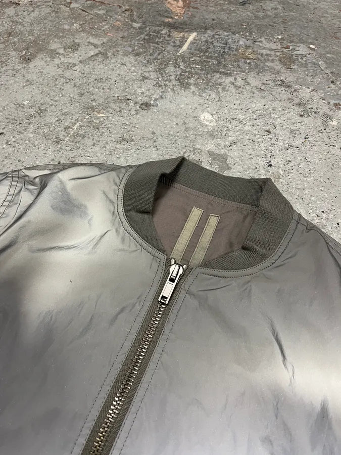 Rick Owens Grey Reflective Nylon Bomber Jacket XnKBQbO 6