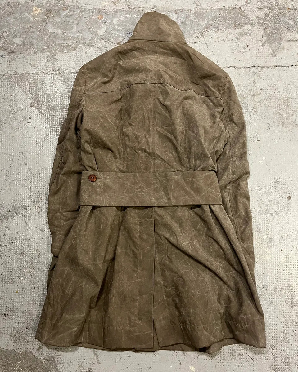 Rick Owens Grey Waxed Belted Long Coat VtepuOG 7