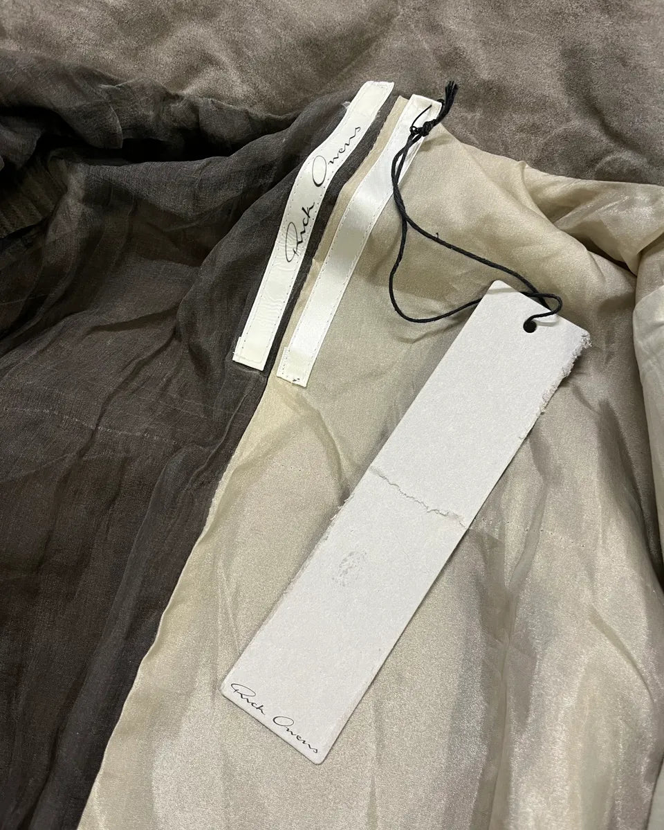Rick Owens Grey Waxed Belted Long Coat VtepuOG 9