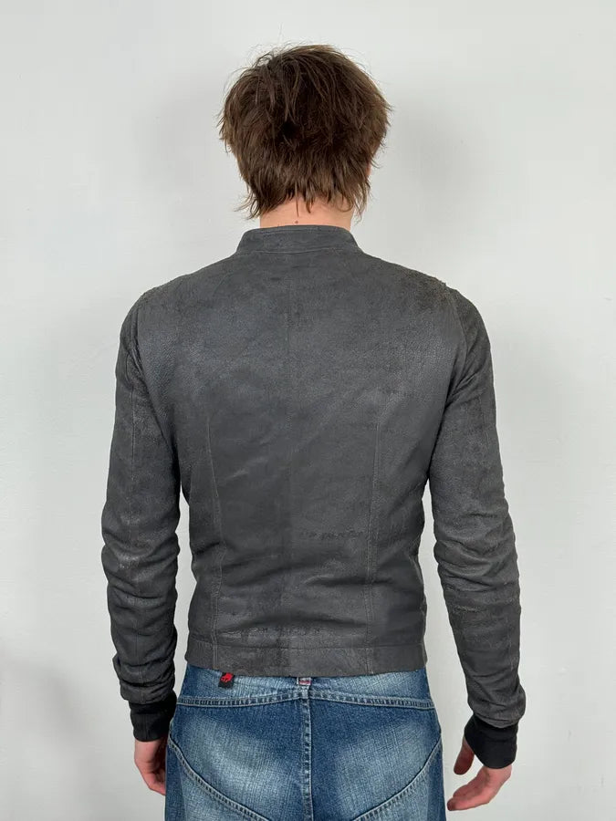 Rick Owens Grey Avant-Garde Leather Jacket ujNGZVx 3